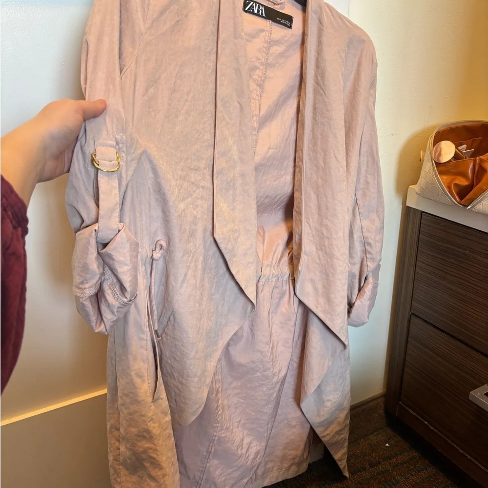 Zara Women's Light Pink Open Front Jacket